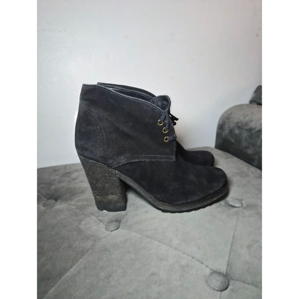 Prada Suede Ankle Booties Lace Up 39 Size 9 Round Toe